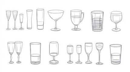 Various Drinking Glasses Illustrations