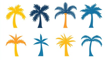 Obraz premium Palm Tree Icons Set on White