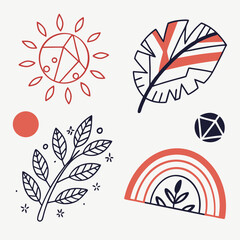 Creative Illustration Featuring Floral,Basketball,Soccer Ball,And Laurel Wreath Emblems