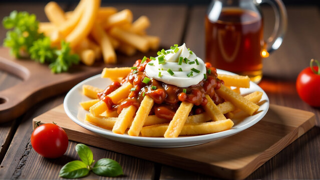 An image of iconic Canadian food items, such as poutine, maple syrup, or Nanaimo bars, arranged in an appealing way.