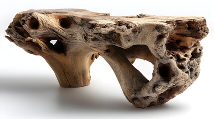 Enhance Eco-Interiors with Organic-Shaped Reclaimed Driftwood Tables Showcasing Natural Wood Grain and Innovative Sustainable Design