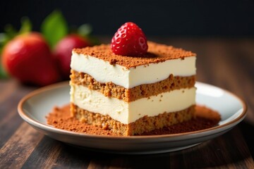 Single serving tiramisu, showcasing texture and layers , tasty, bakery, sweet