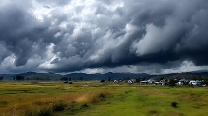 Evoke Moody Atmospheres With Grey Clouds Looming Over Rural Landscapes For Dramatic Cinematic Photography Scenes