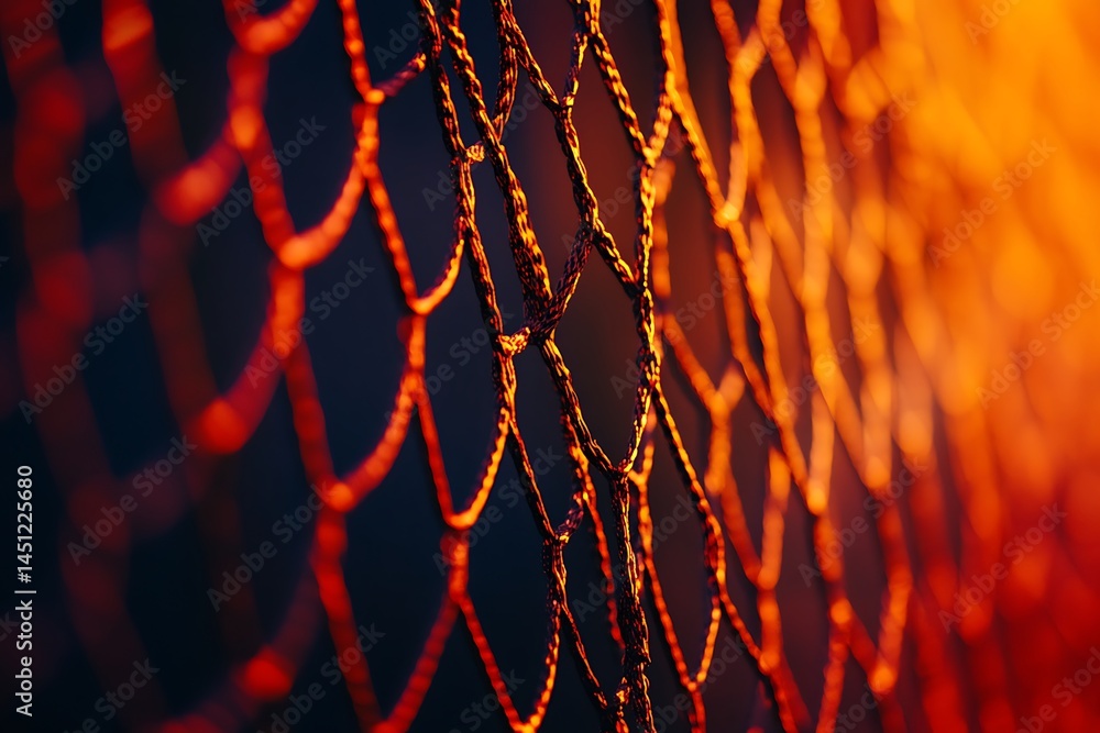 Aufkleber abstract twisted rope netting with golden orange glow on transparent background
