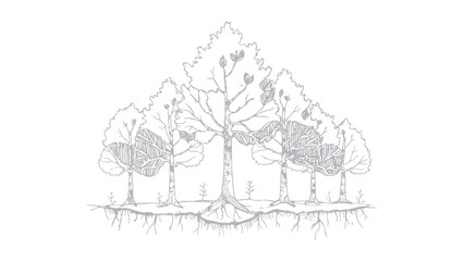 Fototapeta premium vector illustration of a tree with roots
