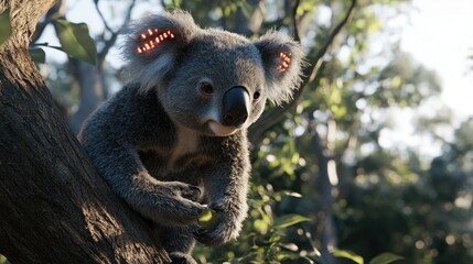 Obraz premium Australian Koala Eating in a Forest