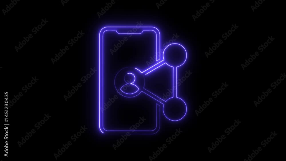 Poster mobile connection neon animation user network concept