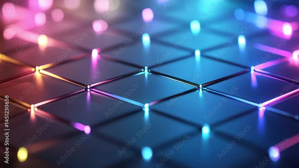 Poster colorful glowing light grid pattern with vibrant abstract neon glow creating futuristic glow