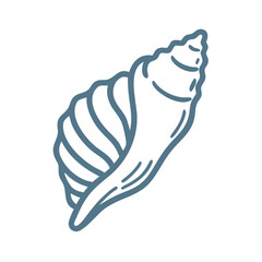 Simple Hand-Drawn Seashell Illustration, Blue Outline