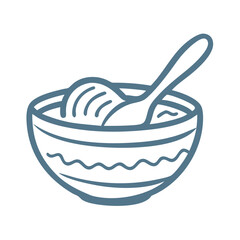Hand-Drawn Bowl with Spoon Illustration
