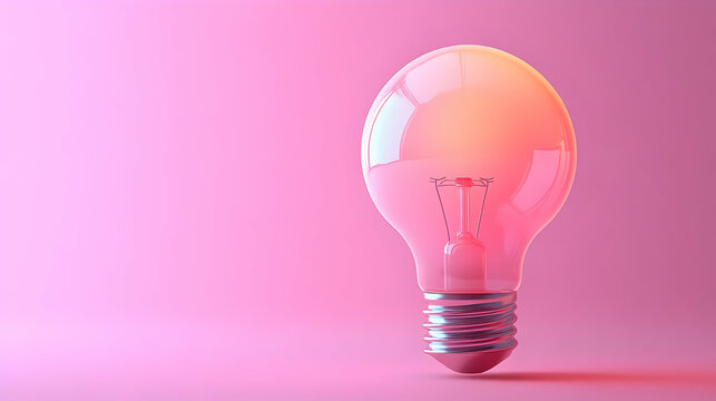 Pink Light Bulb On Pink Background - Powered by Adobe