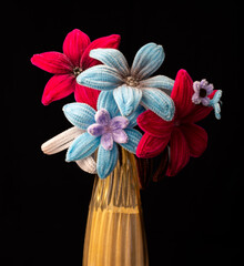 pipe cleaner red hibiscus flower bouquet