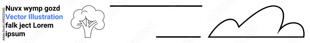 Poster simple outlines of a tree and a cloud separated by horizontal lines and placeholder text. ideal for 