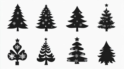 Obraz premium Christmas Tree Silhouettes Collection (5)