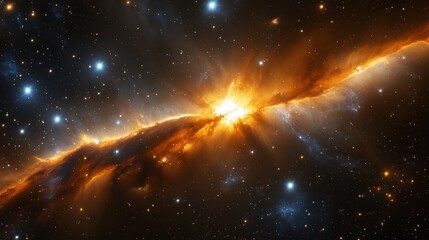Colorful galaxy nebula with starlit night sky and cosmic clouds in deep space