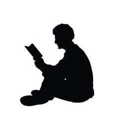 Silhouette of a man reading book