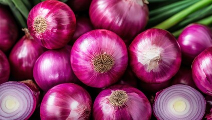 A Close-Up Shot of Vibrant Red Onions