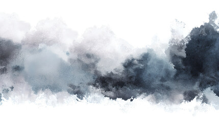 Abstract watercolor wash with blended shades of gray and blue, creating a soft, textured, and atmospheric gradient on a white background.