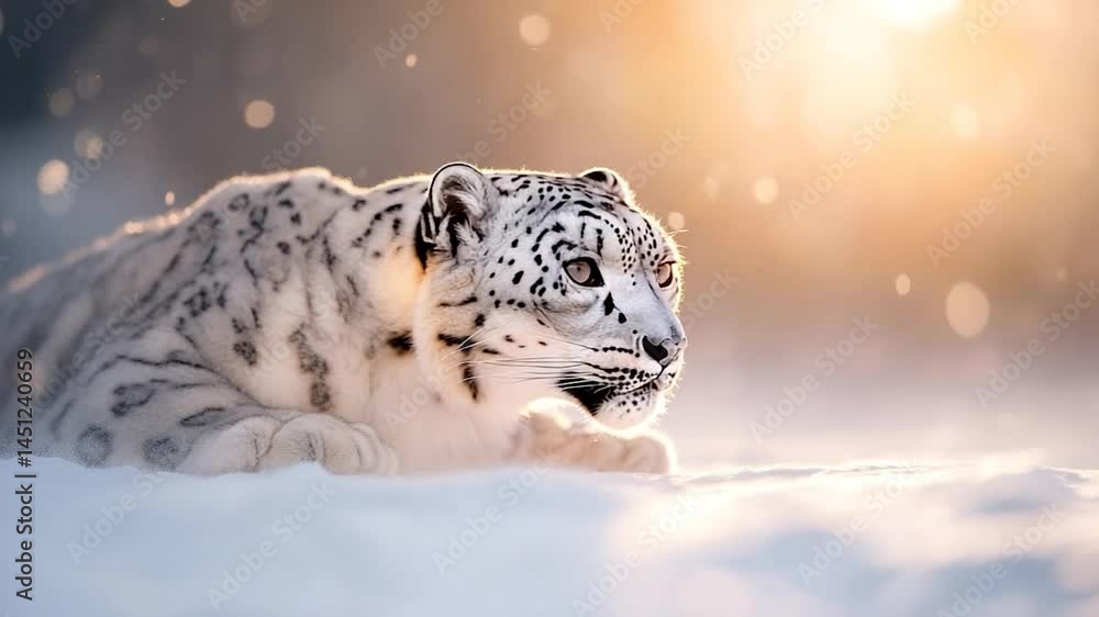 Aufkleber animal in snowy environment illuminated by golden sunlight creating a serene winter ambiance and sof