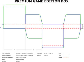 Premium Game Edition Box Packaging Template With Bleed Trim And Crease Lines