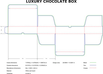 Die Cut Template For A Chocolate Box Packaging With Dimensions And Instructions