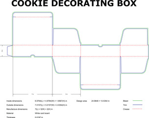 Cookie Decorating Box Die Cut Template Packaging Blueprint Vector Design