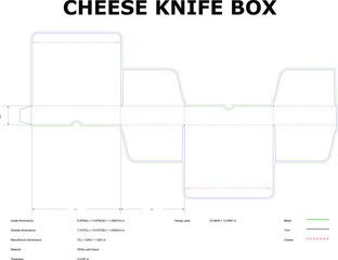 Cheese Knife Box Packaging Template Die Cut Layout With Dimensions And Guides