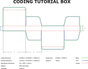 Die Cut Box Template Packaging Design Layout With Dimensions And Markings