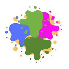 Ink splat or splash vector illustration. Colored splatters, graffiti spots and ink blots. Paintbrush splotches, ink drips or liquid blobs. Abstract dirty grunge splatter stains