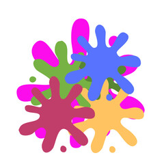 Obraz premium Ink splat or splash vector illustration. Colored splatters, graffiti spots and ink blots. Paintbrush splotches, ink drips or liquid blobs. Abstract dirty grunge splatter stains