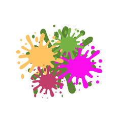 Ink splat or splash vector illustration. Colored splatters, graffiti spots and ink blots. Paintbrush splotches, ink drips or liquid blobs. Abstract dirty grunge splatter stains