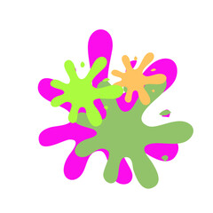 Ink splat or splash vector illustration. Colored splatters, graffiti spots and ink blots. Paintbrush splotches, ink drips or liquid blobs. Abstract dirty grunge splatter stains