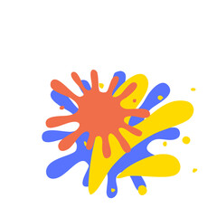 Ink splat or splash vector illustration. Colored splatters, graffiti spots and ink blots. Paintbrush splotches, ink drips or liquid blobs. Abstract dirty grunge splatter stains