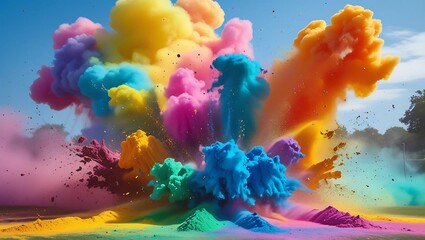 Vibrant Color Powder Explosion Captured in Stunning Detail