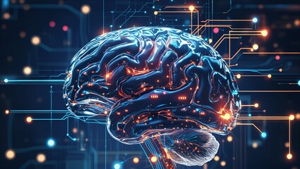Futuristic Brain with Neural Networks and AI Technology	