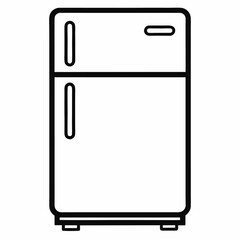 Refrigerator Outline Icon on White Background – Line Art Kitchen Appliance Vecto