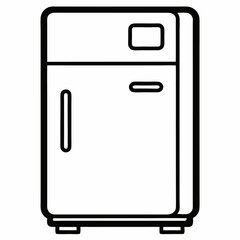 Refrigerator Line Art Icon – Household Appliance Vector on White Background