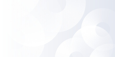 Vector white background with white circle lines. Digital future technology abstract modern simple design