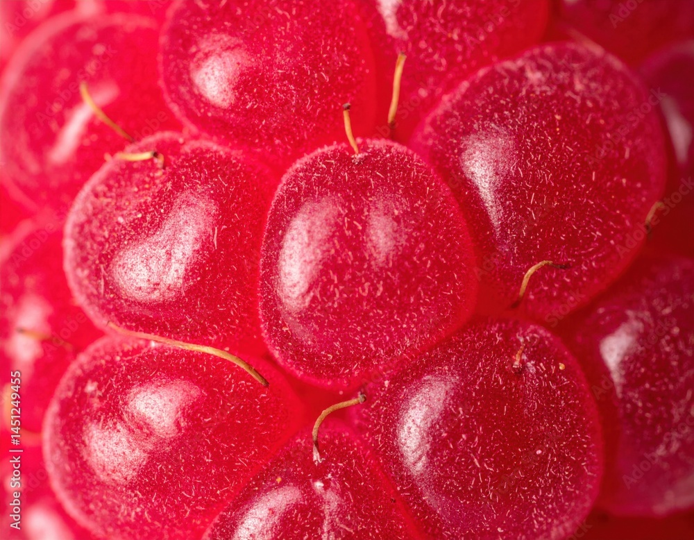 Poster Closeup Of Red Raspberry Texture