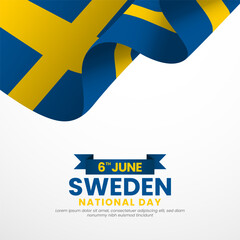 Sweden flag for national day square banner background with realistic flag