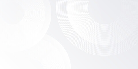 Abstract white background with white circle lines digital future design modern simple art