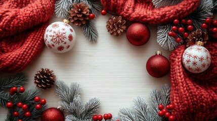 Vibrant flat lay of festive decorations for National Ugly Christmas Sweater Day