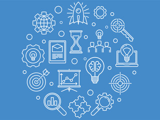 Data analysis set of web icons in line style,Research round vector illustration in thin line style
