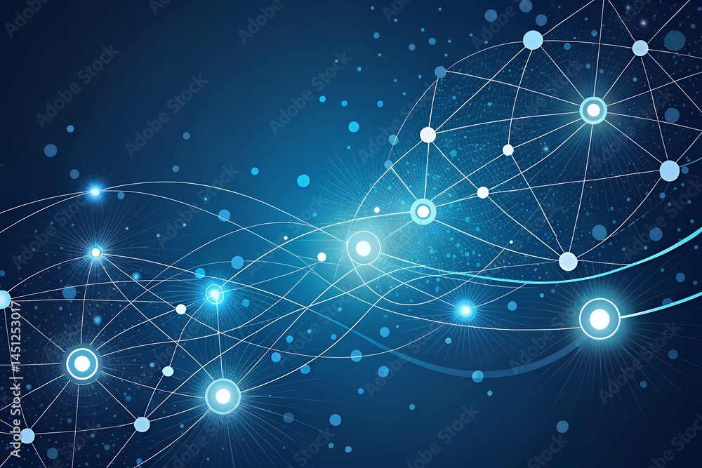 Poster abstract network background connecting nodes and flowing lines