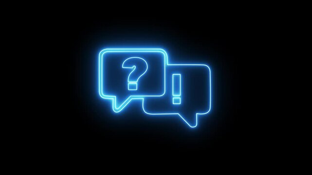 
Glowing neon line Speech bubbles with Question and Answer icon isolated on black background. Q and A symbol. Message with a question mark with a neon saber effect.4K Video motion graphic animation