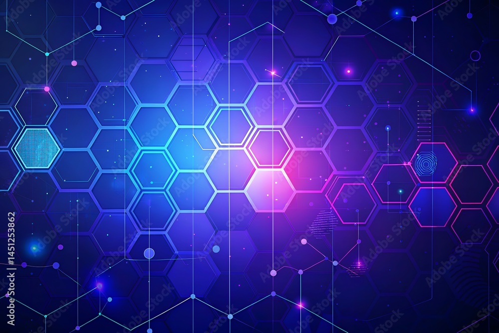 Poster abstract hexagon network background digital technology and connectivity