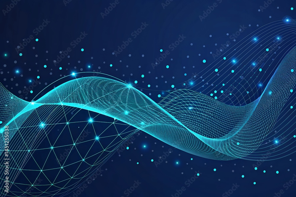 Poster abstract blue wave background digital network connection design