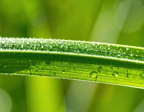 Closeup Of Dewy Green Leaf