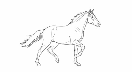 Outline Drawing of a Galloping Horse in a Simple Art Style