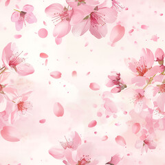 Elegant Cherry Blossom Watercolor Painting Pink Petals Falling Softly
